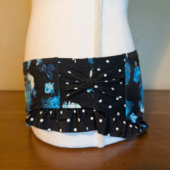 Chaps Blue Ruffle Halter Bikini Top & Bottom SZ 6 - Picture 4 of 16